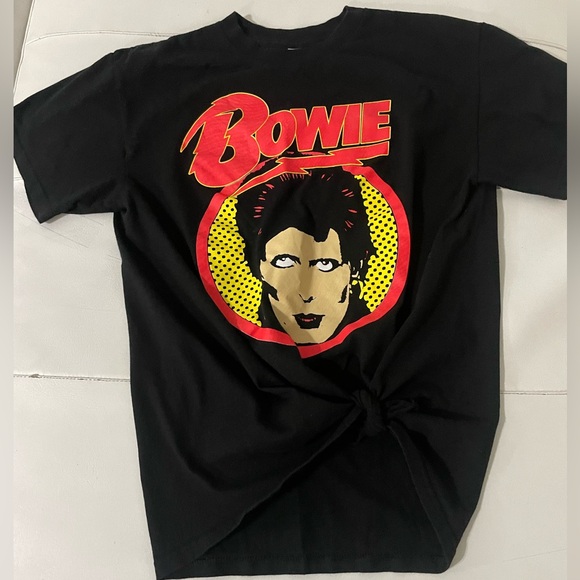 Black David Bowie front tie tee shirt Medium - Picture 4 of 5